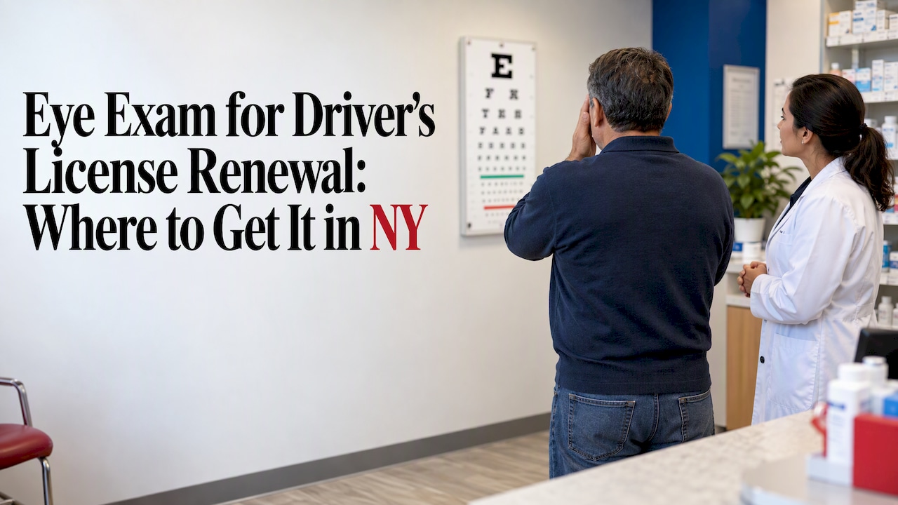 Patient taking a pharmacy vision screening