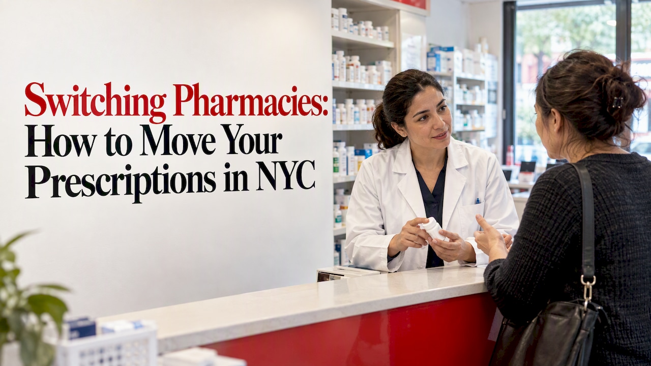 Patient discussing a prescription transfer with pharmacist